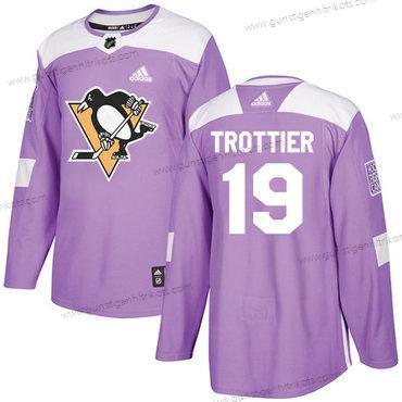 Adidas Herren Pittsburgh Penguins #19 Bryan Trottier Authentisch Bekämpft Krebs Strickerei NHL Trikots – Lila