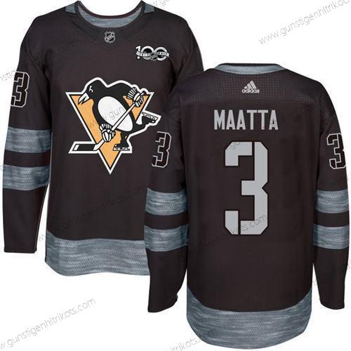 Adidas Herren Pittsburgh Penguins #3 Olli Maatta 100th Jahrestag Strickerei NHL 2017 Hockey Trikots – Schwarz