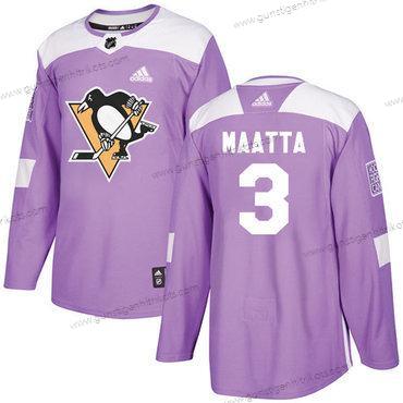 Adidas Herren Pittsburgh Penguins #3 Olli Maatta Authentisch Bekämpft Krebs Strickerei NHL Trikots – Lila