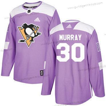 Adidas Herren Pittsburgh Penguins #30 Matt Murray Authentisch Bekämpft Krebs Strickerei NHL Trikots – Lila