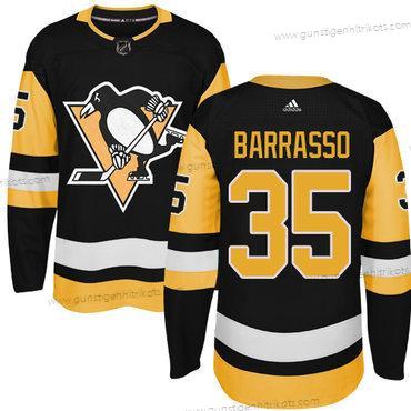 Adidas Herren Pittsburgh Penguins #35 Tom Barrasso ersatzweise Authentisch Strickerei NHL Trikots – Schwarz