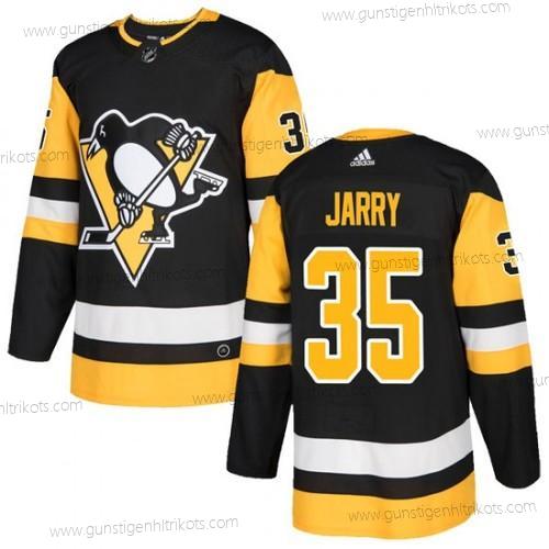 Adidas Herren Pittsburgh Penguins #35 Tristan Jarry Strickerei NHL Trikots – Schwarz