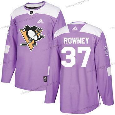 Adidas Herren Pittsburgh Penguins #37 Carter Rowney Authentisch Bekämpft Krebs Strickerei NHL Trikots – Lila