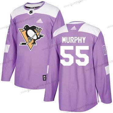 Adidas Herren Pittsburgh Penguins #55 Larry Murphy Authentisch Bekämpft Krebs Strickerei NHL Trikots – Lila