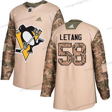 Adidas Herren Pittsburgh Penguins #58 Kris Letang Authentisch 2017 Veterans Day Strickerei NHL Trikots – Tarnfarbe