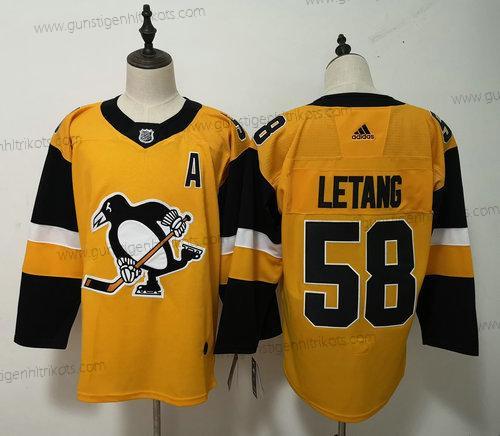 Adidas Herren Pittsburgh Penguins #58 Kris Letang ersatzweise Strickerei NHL Trikots – Gelb