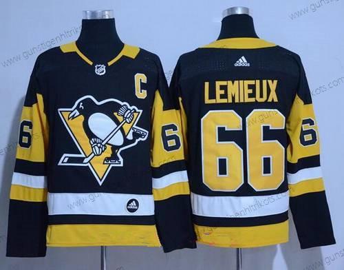 Adidas Herren Pittsburgh Penguins #66 Mario Lemieux ersatzweise Authentisch Strickerei NHL Trikots – Schwarz