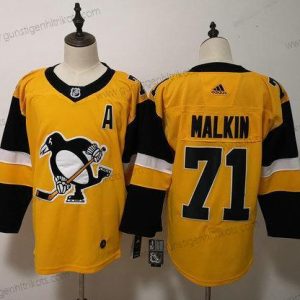 Adidas Herren Pittsburgh Penguins #71 Evgeni Malkin ersatzweise Strickerei NHL Trikots – Gelb