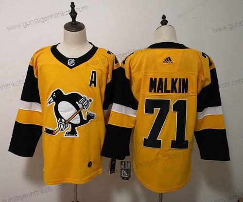 Adidas Herren Pittsburgh Penguins #71 Evgeni Malkin ersatzweise Strickerei NHL Trikots – Gelb