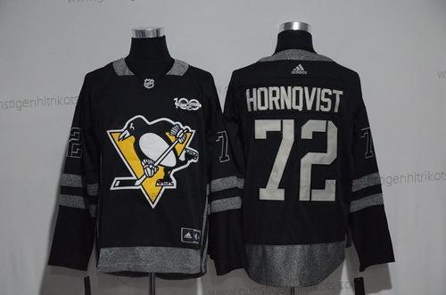 Adidas Herren Pittsburgh Penguins #72 Patric Hornqvist 100th Jahrestag Strickerei NHL 2017 Hockey Trikots – Schwarz