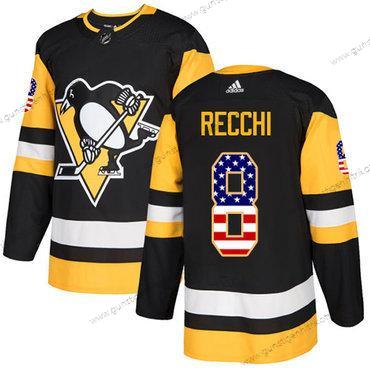 Adidas Herren Pittsburgh Penguins #8 Mark Recchi Heimtrikots Authentisch USA Flag Strickerei NHL Trikots – Schwarz