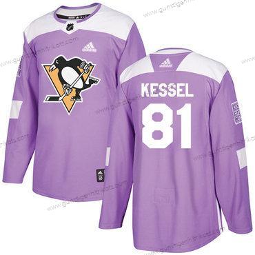 Adidas Herren Pittsburgh Penguins #81 Phil Kessel Authentisch Bekämpft Krebs Strickerei NHL Trikots – Lila