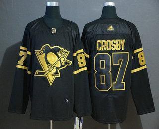 Adidas Herren Pittsburgh Penguins #87 Sidney Crosby Golden Strickerei NHL Trikots – Schwarz