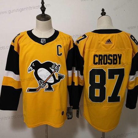 Adidas Herren Pittsburgh Penguins #87 Sidney Crosby ersatzweise Strickerei NHL Trikots – Gelb