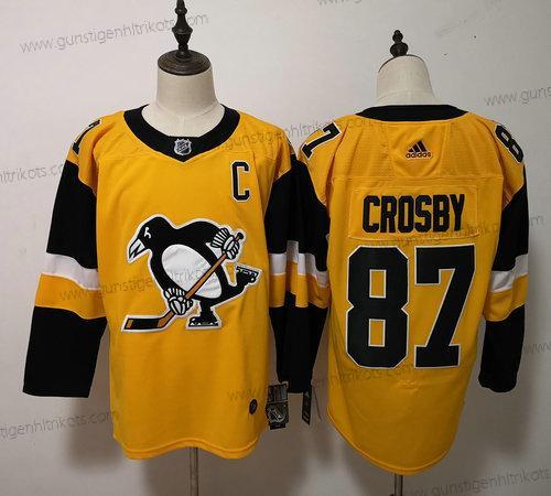 Adidas Herren Pittsburgh Penguins #87 Sidney Crosby ersatzweise Strickerei NHL Trikots – Gelb