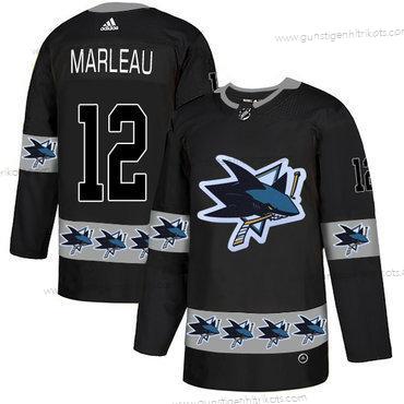 Adidas Herren San Jose Sharks #12 Patrick Marleau Team Logos Trikots – Schwarz