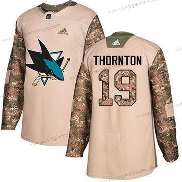 Adidas Herren San Jose Sharks #19 Joe Thornton Authentisch 2017 Veterans Day Strickerei NHL Trikots – Tarnfarbe