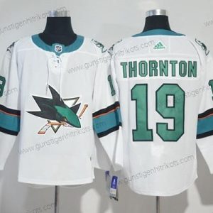 Adidas Herren San Jose Sharks #19 Joe Thornton Road Authentisch Strickerei NHL Trikots – Weiß