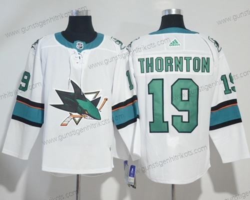 Adidas Herren San Jose Sharks #19 Joe Thornton Road Authentisch Strickerei NHL Trikots – Weiß