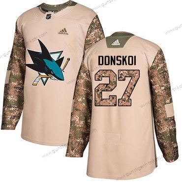 Adidas Herren San Jose Sharks #27 Joonas Donskoi Authentisch 2017 Veterans Day Strickerei NHL Trikots – Tarnfarbe