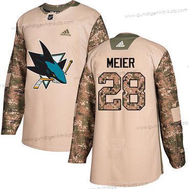 Adidas Herren San Jose Sharks #28 Timo Meier Authentisch 2017 Veterans Day Strickerei NHL Trikots – Tarnfarbe