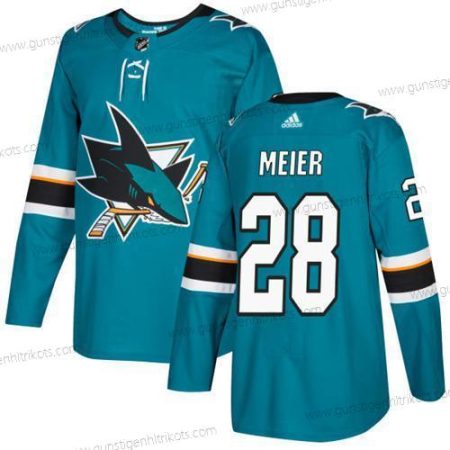 Adidas Herren San Jose Sharks #28 Timo Meier Heimtrikots Authentisch Strickerei NHL Trikots – Blaugrün