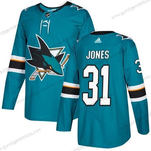 Adidas Herren San Jose Sharks #31 Martin Jones Heimtrikots Authentisch Strickerei NHL Trikots – Blaugrün