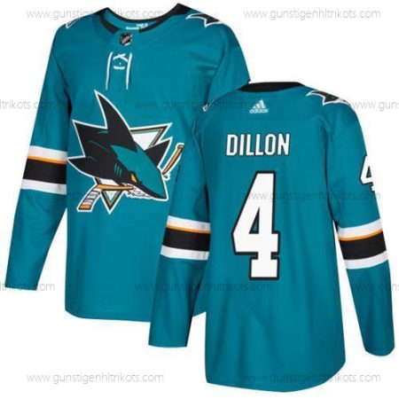 Adidas Herren San Jose Sharks #4 Brenden Dillon Heimtrikots Authentisch Strickerei NHL Trikots – Blaugrün