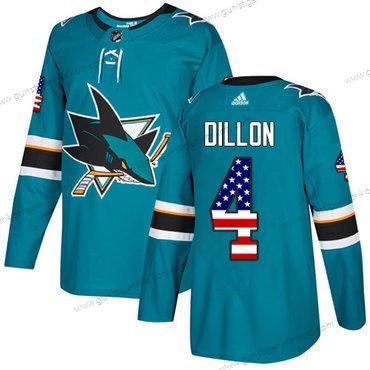 Adidas Herren San Jose Sharks #4 Brenden Dillon Heimtrikots Authentisch USA Flag Strickerei NHL Trikots – Blaugrün