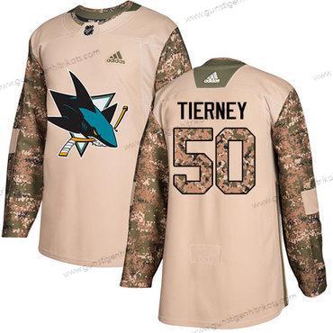 Adidas Herren San Jose Sharks #50 Chris Tierney Authentisch 2017 Veterans Day Strickerei NHL Trikots – Tarnfarbe