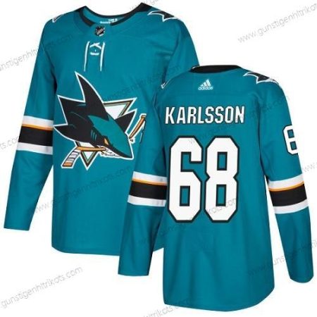 Adidas Herren San Jose Sharks #68 Melker Karlsson Heimtrikots Authentisch Strickerei NHL Trikots – Blaugrün