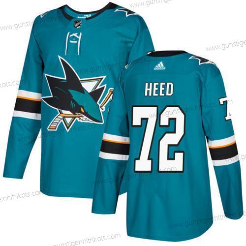 Adidas Herren San Jose Sharks #72 Tim Heed Heimtrikots Authentisch Strickerei NHL Trikots – Blaugrün