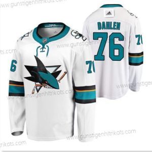 Adidas Herren San Jose Sharks #76 Jonathan Dahlen Road Authentisch Strickerei NHL Trikots – Weiß