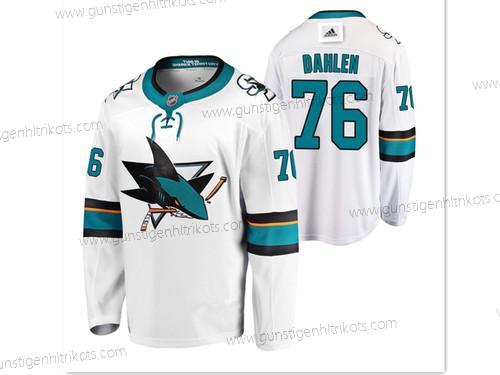 Adidas Herren San Jose Sharks #76 Jonathan Dahlen Road Authentisch Strickerei NHL Trikots – Weiß