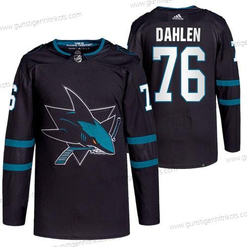 Adidas Herren San Jose Sharks #76 Jonathan Dahlen ersatzweise Authentisch Strickerei NHL Trikots – Schwarz