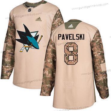 Adidas Herren San Jose Sharks #8 Joe Pavelski Authentisch 2017 Veterans Day Strickerei NHL Trikots – Tarnfarbe