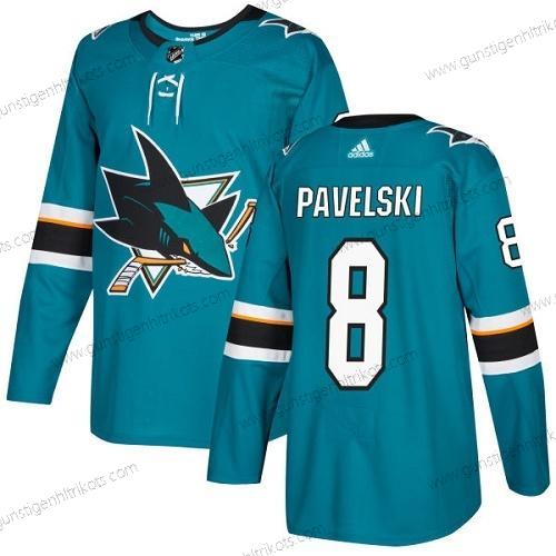 Adidas Herren San Jose Sharks #8 Joe Pavelski Heimtrikots Authentisch Strickerei NHL Trikots – Blaugrün