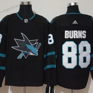 Adidas Herren San Jose Sharks #88 Brent Burns ersatzweise Authentisch Strickerei NHL Trikots – Schwarz