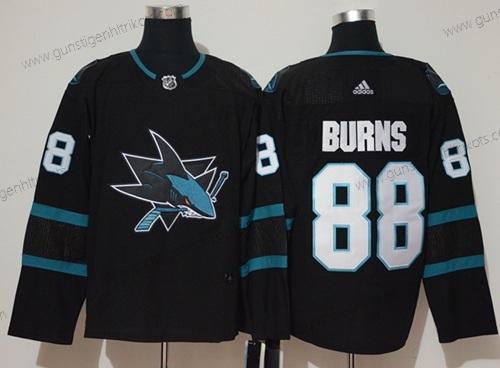 Adidas Herren San Jose Sharks #88 Brent Burns ersatzweise Authentisch Strickerei NHL Trikots – Schwarz