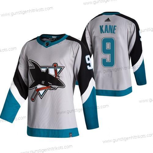 Adidas Herren San Jose Sharks #9 Evander Kane 2020-21 Rückseite Retro ersatzweise NHL Trikots – Grau