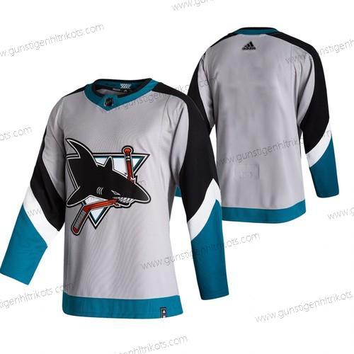 Adidas Herren San Jose Sharks Leer 2020-21 Rückseite Retro ersatzweise NHL Trikots – Grau