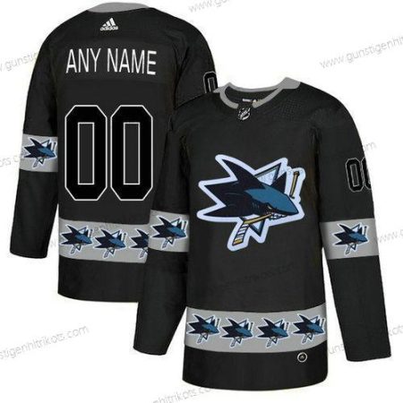 Adidas Herren San Jose Sharks Personalisiertes Team Logos Trikots – Schwarz