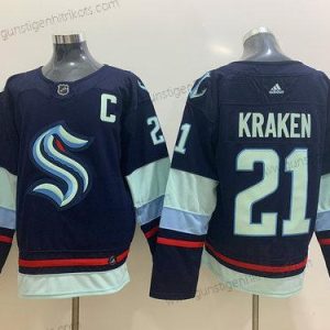 Adidas Herren Seattle Kraken #21 Kraken Strickerei NHL Trikots – Marineblau Blau