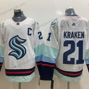 Adidas Herren Seattle Kraken #21 Kraken Strickerei NHL Trikots – Weiß