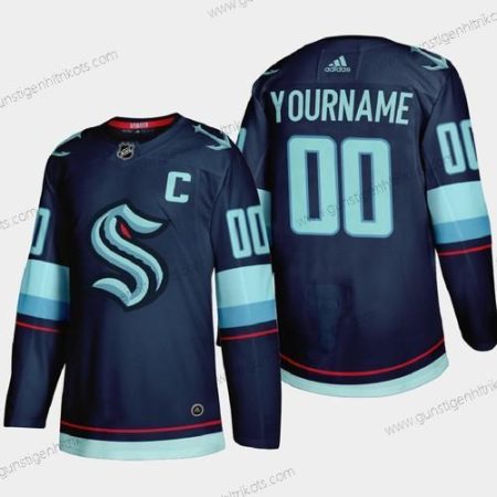 Adidas Herren Seattle Kraken Personalisiertes 2021-22 Heimtrikots Authentisch Strickerei NHL Trikots – Marineblau