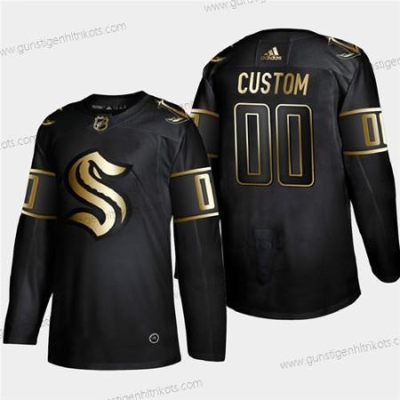 Adidas Herren Seattle Kraken Personalisiertes Golden Edition Limited Strickerei NHL Trikots – Schwarz