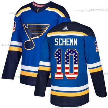 Adidas Herren St. Louis Blues #10 Brayden Schenn Heimtrikots Authentisch USA Flag Strickerei NHL Trikots – Blau