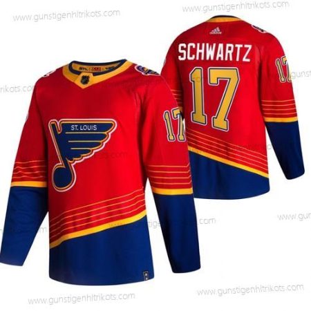 Adidas Herren St. Louis Blues #17 Jaden Schwartz 2020-21 Rückseite Retro ersatzweise NHL Trikots – Rot