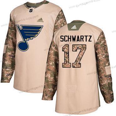 Adidas Herren St. Louis Blues #17 Jaden Schwartz Authentisch 2017 Veterans Day Strickerei NHL Trikots – Tarnfarbe