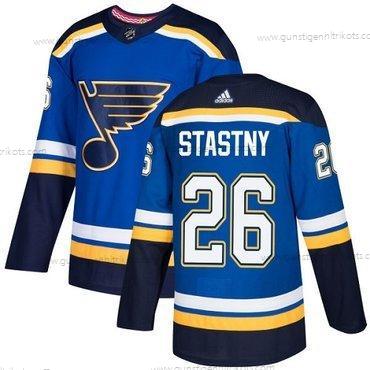 Adidas Herren St. Louis Blues #26 Paul Stastny Heimtrikots Authentisch Strickerei NHL Trikots – Blau